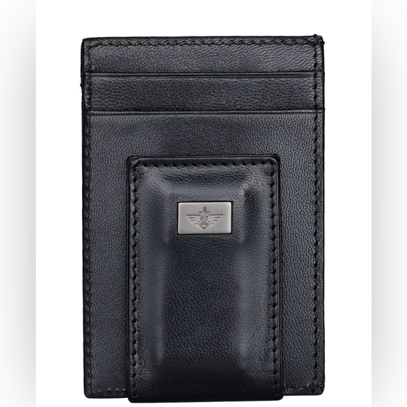 Dockers RFID Slim Magnetic Front Pocket Wallet, Black Leather - Picture 1 of 7